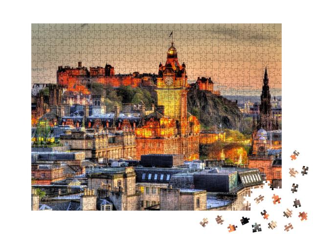 Puzzle de 1000 pièces « Vue du château d'Édimbourg depuis Calton Hill, Écosse »