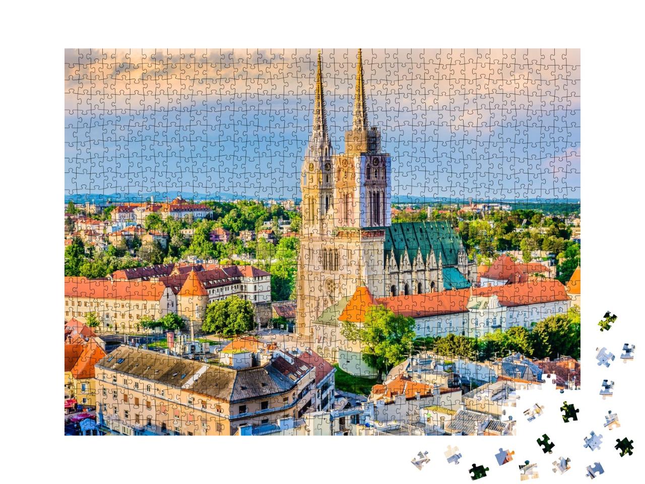 Puzzle de 1000 pièces « Cathédrale de Zagreb : Vue aérienne de la Croatie »