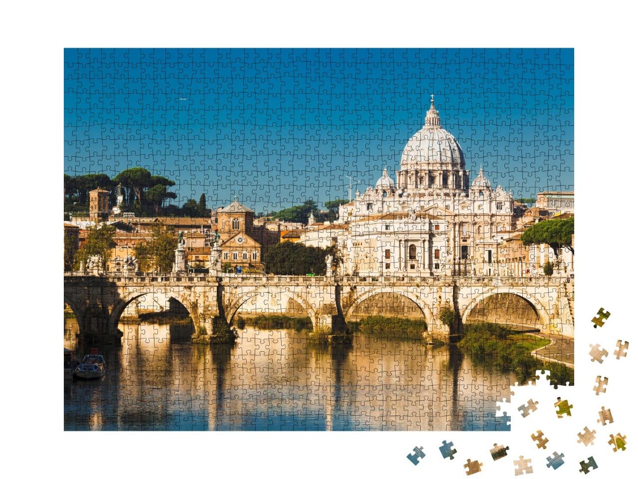 Puzzle de 1000 pièces « Basilique Saint-Pierre et fleuve Tibre à Rome, Italie »