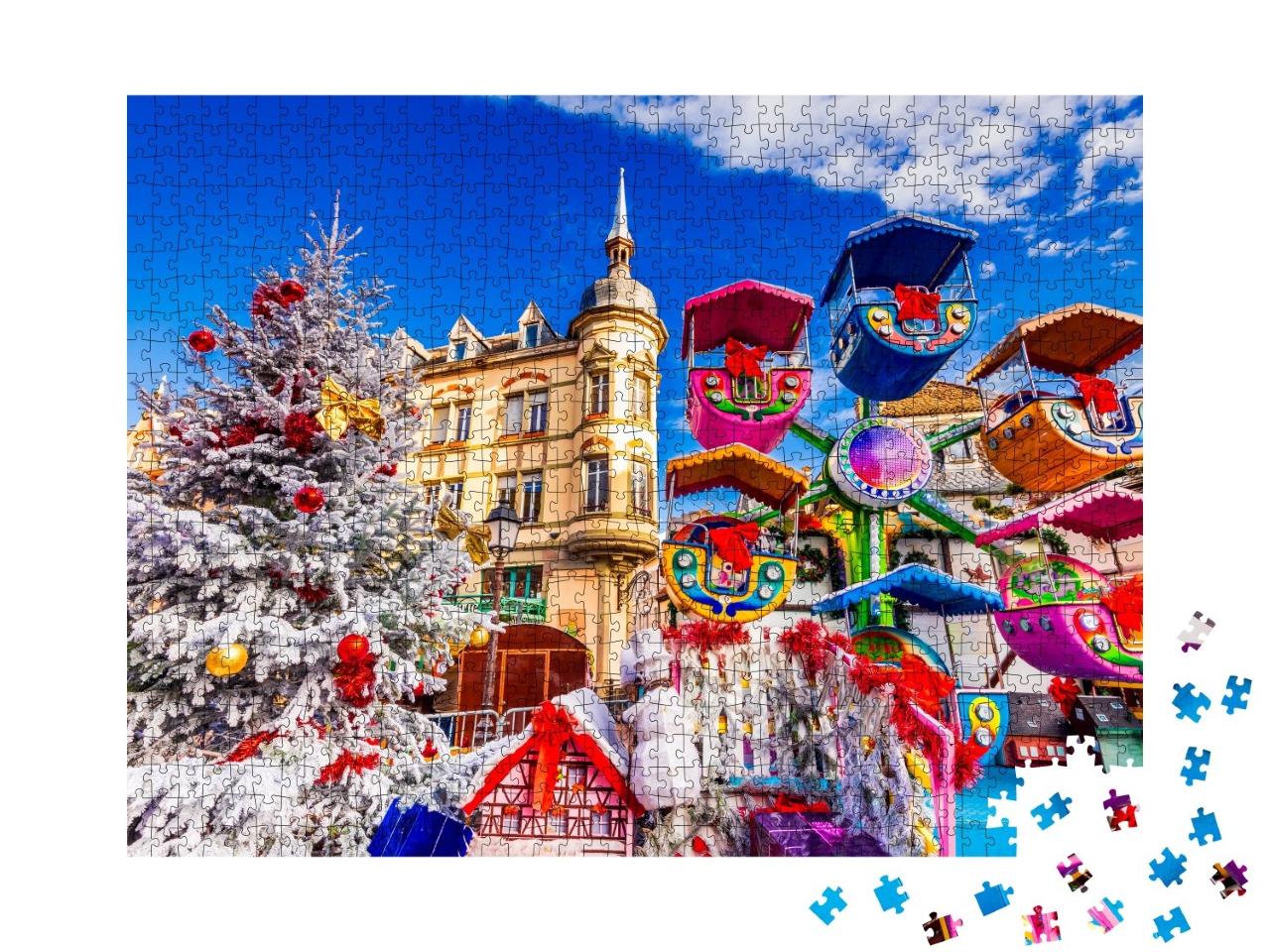 Puzzle de 1000 pièces « Colmar, France. Marché de Noël sur la place des Dominicains »