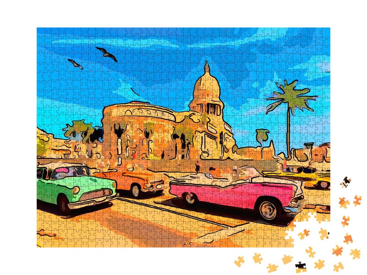 Puzzle de 1000 pièces « Illustration : La Havane, Cuba »
