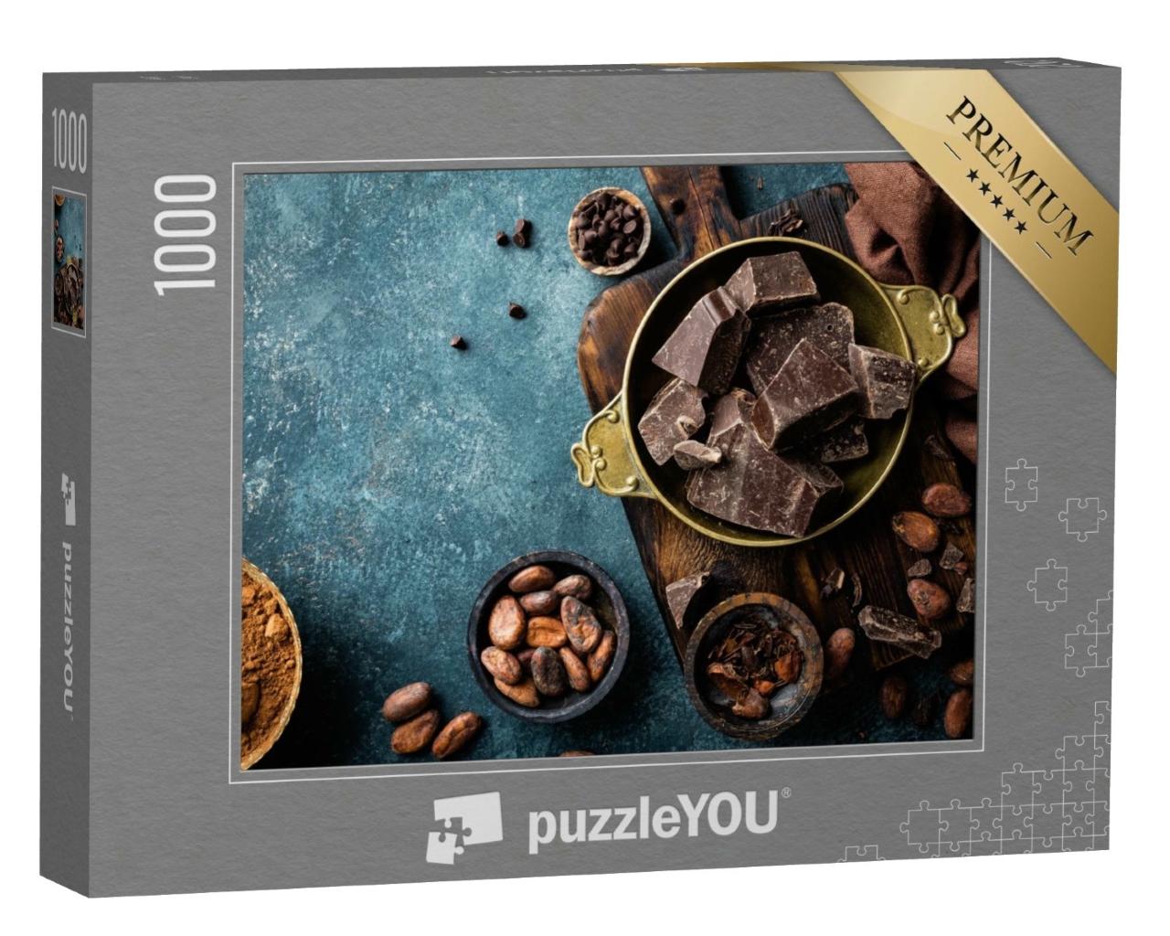 Puzzle de 1000 pièces « Chocolat noir et fèves de cacao parfumées »