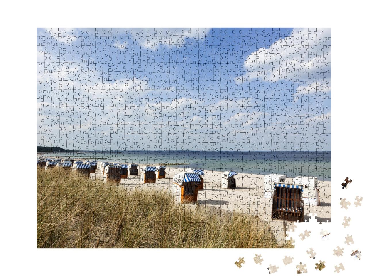 Puzzle de 1000 pièces « Chaises de plage à Timmendorfer Strand, côte de la mer Baltique »
