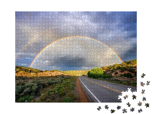 Puzzle de 1000 pièces « Route arc-en-ciel après une pluie d'orage »