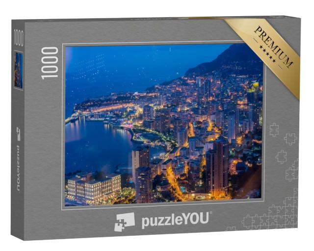 Puzzle de 1000 pièces « Vue nocturne de Monaco : vue depuis la montagne »