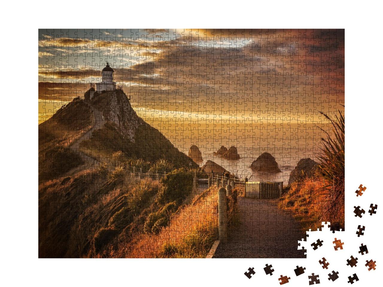 Puzzle de 1000 pièces « Un lever de soleil évocateur à Nugget Point dans l'Otago, Nouvelle-Zélande »