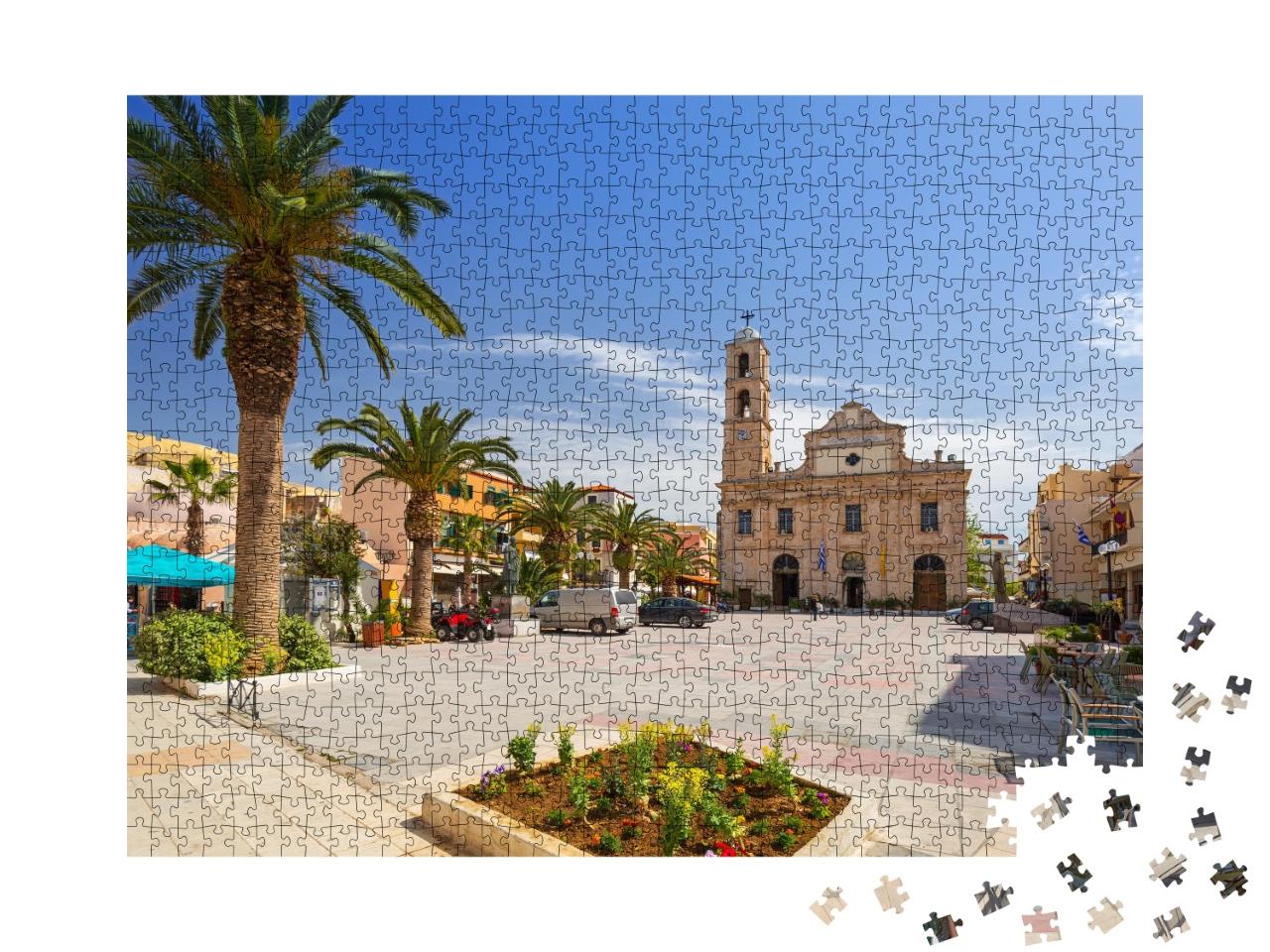 Puzzle de 1000 pièces « Place de la cathédrale orthodoxe de La Canée, Crète »