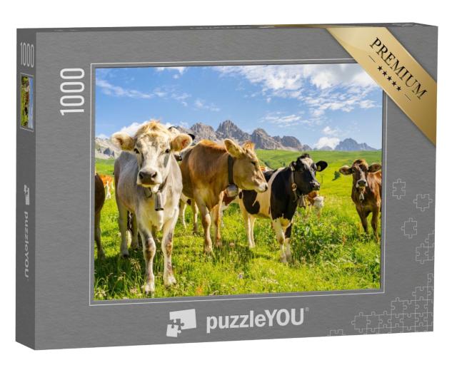 Puzzle de 1000 pièces « Paysage idyllique avec un troupeau de vaches dans les Alpes »