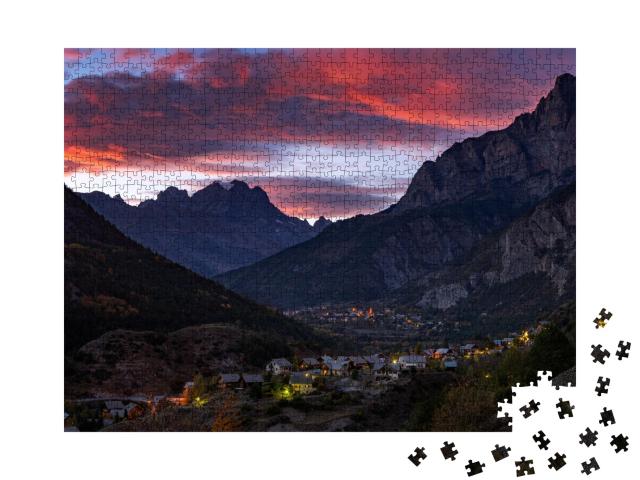 Puzzle de 1000 pièces « Coucher de soleil sur le Mont Pelvoux, Parc national des Ecrins, Alpes françaises »