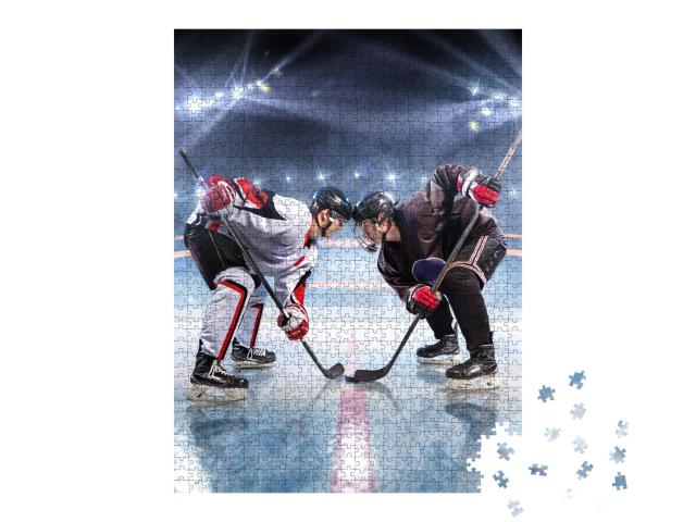 Puzzle de 1000 pièces « Un joueur de hockey sur glace commence un match »