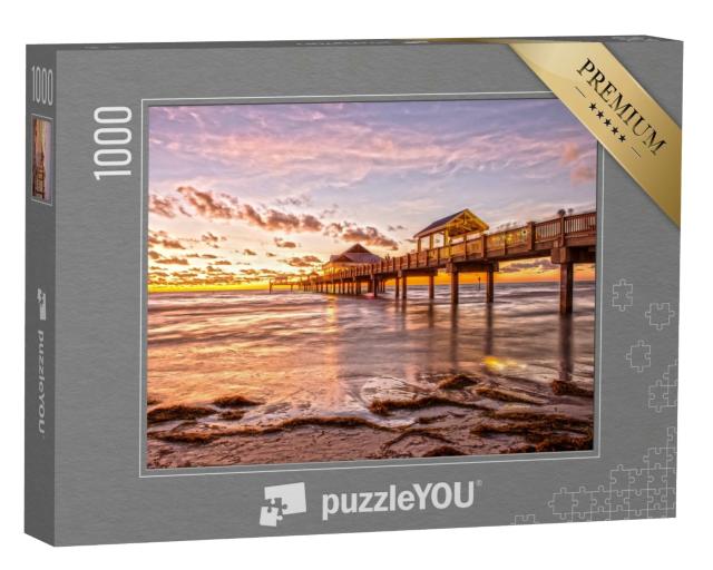 Puzzle de 1000 pièces « Coucher de soleil sur la jetée de Clearwater Beach, Floride »