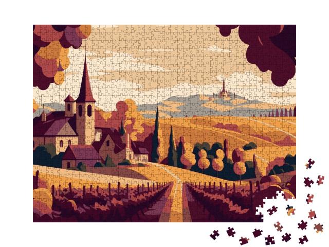 Puzzle de 1000 pièces « Vignoble en Bourgogne »
