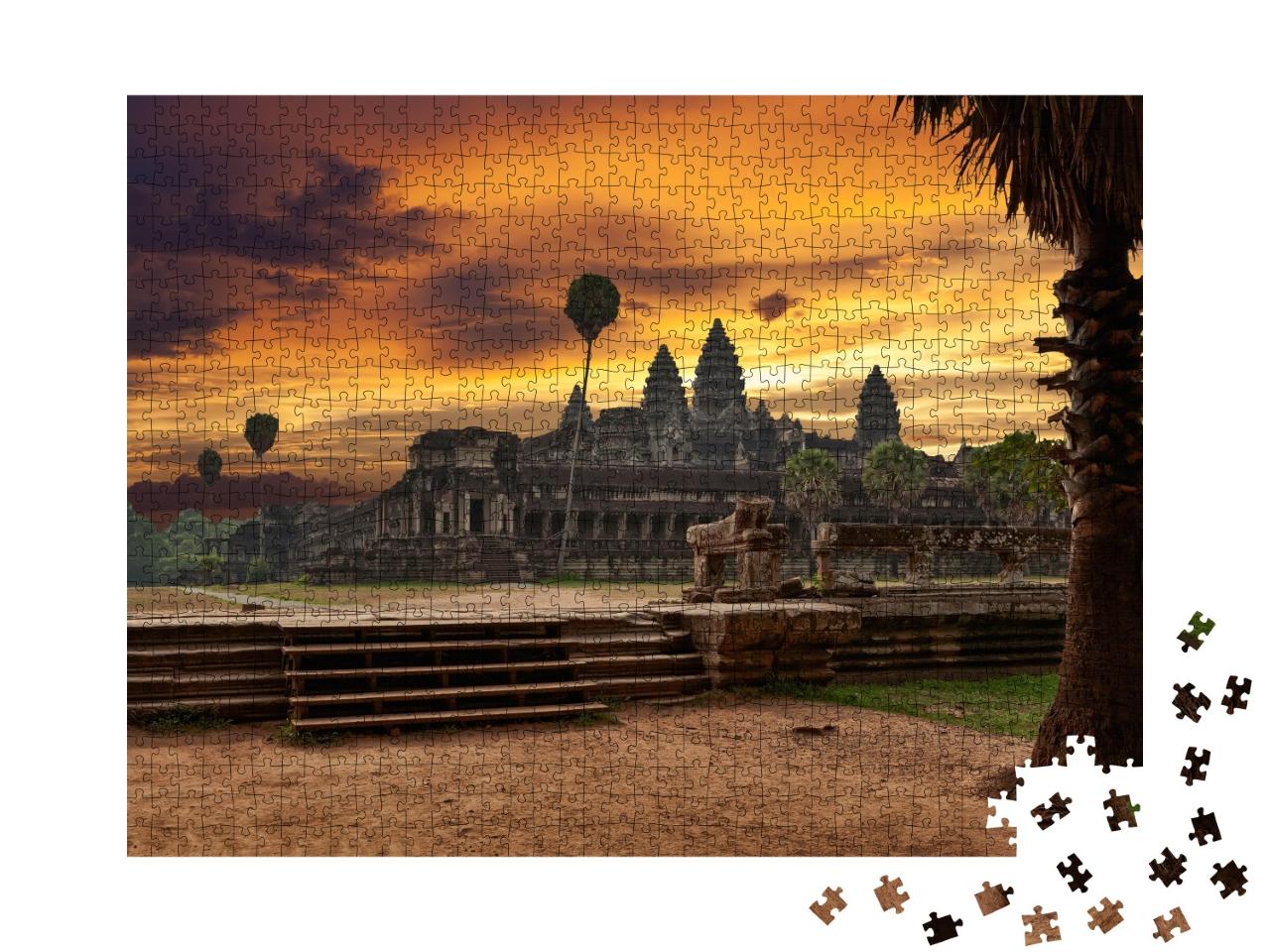 Puzzle de 1000 pièces « Angkor Vat au coucher du soleil »