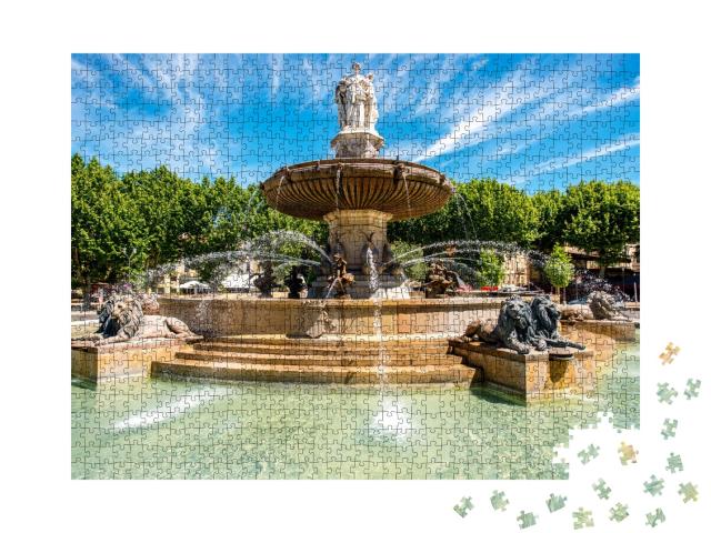 Puzzle de 1000 pièces « La Fontaine de la Rotonde avec trois figures féminines, à Aix-en-Provence »