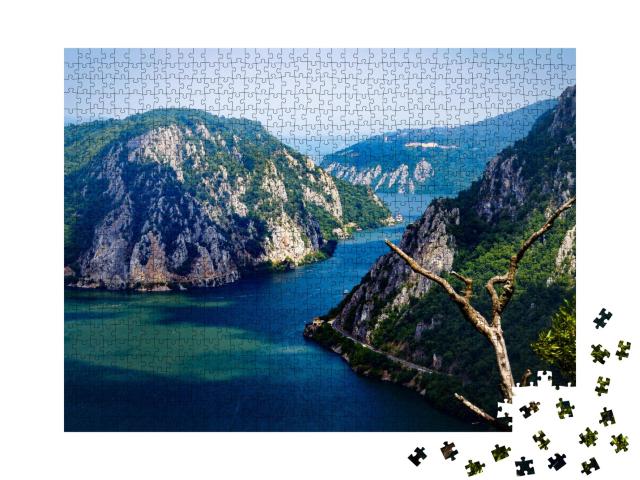 Puzzle de 1000 pièces « La porte de fer du Danube, frontière naturelle entre la Serbie et la Roumanie »
