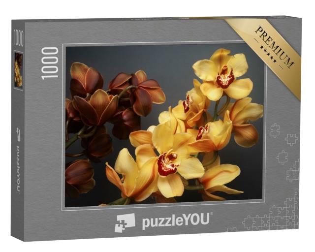 Puzzle de 1000 pièces « Magnifiques orchidées cymbidium jaunes et brunes »