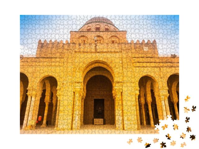 Puzzle de 1000 pièces « Grande mosquée : architecture antique dans le Sahara, Kairouan, Tunisie »