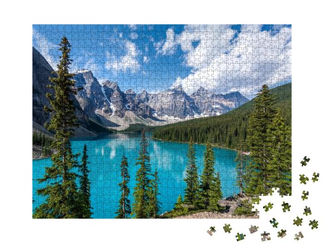 Puzzle de 1000 pièces « Lac Moraine, parc national de Banff, montagnes Rocheuses canadiennes »