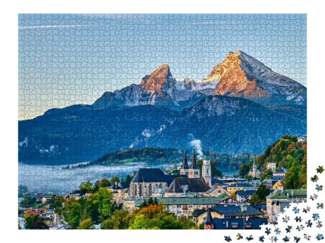 Puzzle de 2000 pièces « Watzmann et la ville de Berchtesgaden dans les Alpes bavaroises, Allemagne »