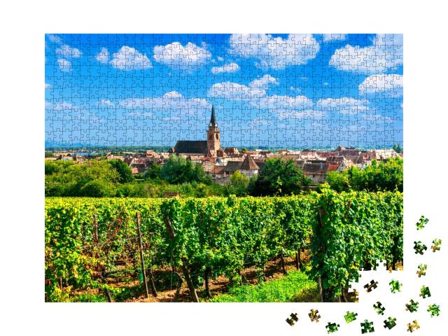 Puzzle de 1000 pièces « L'Alsace en France - la fameuse "route des vignes" - beaux vignobles et villages traditionnels »