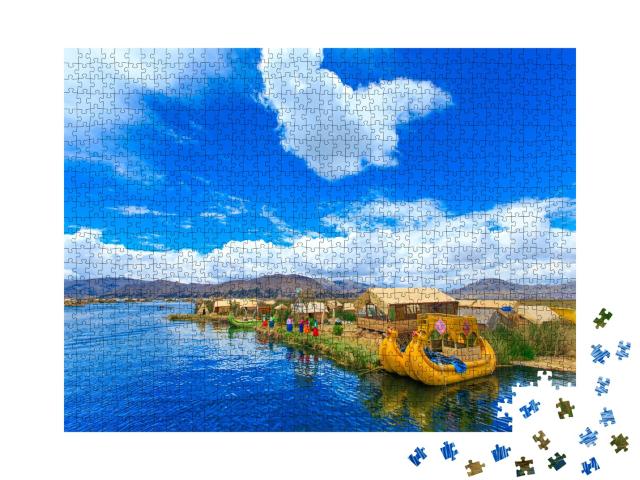 Puzzle de 1000 pièces « Bateau Totora sur le lac Titicaca près de Puno, Pérou »