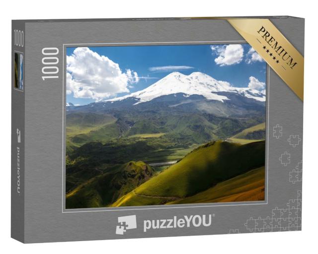 Puzzle de 1000 pièces « Collines vertes de l'Elbrouz, Caucase du Nord, Russie »