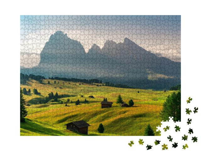 Puzzle de 1000 pièces « Lever de soleil en été dans les Dolomites, Italie »