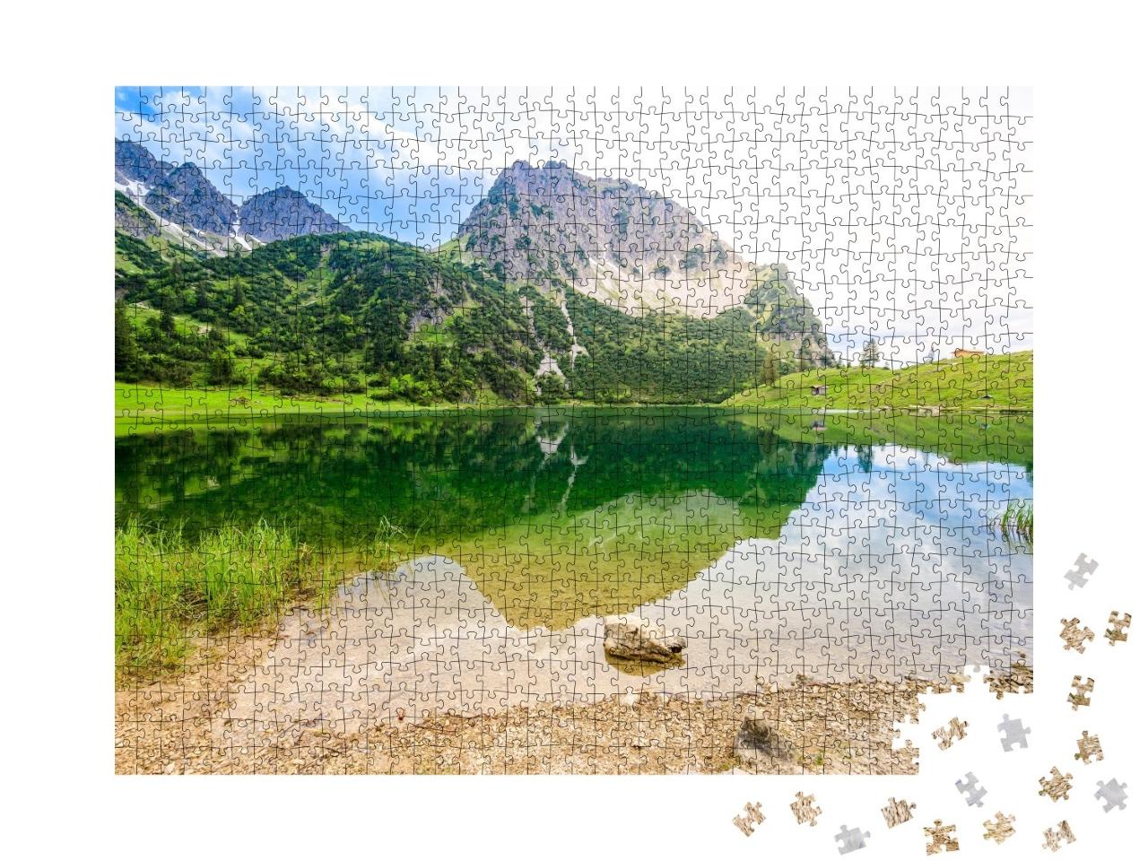 Puzzle de 1000 pièces « Gaisalpsee et Rubihorns près d'Oberstdorf, Allemagne »