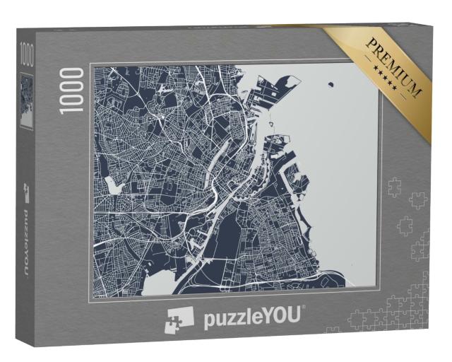 Puzzle de 1000 pièces « Carte vectorielle de la ville de Copenhague, Danemark »