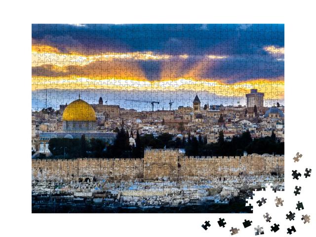 Puzzle de 1000 pièces « Rayons de soleil sur la vieille ville de Jérusalem »