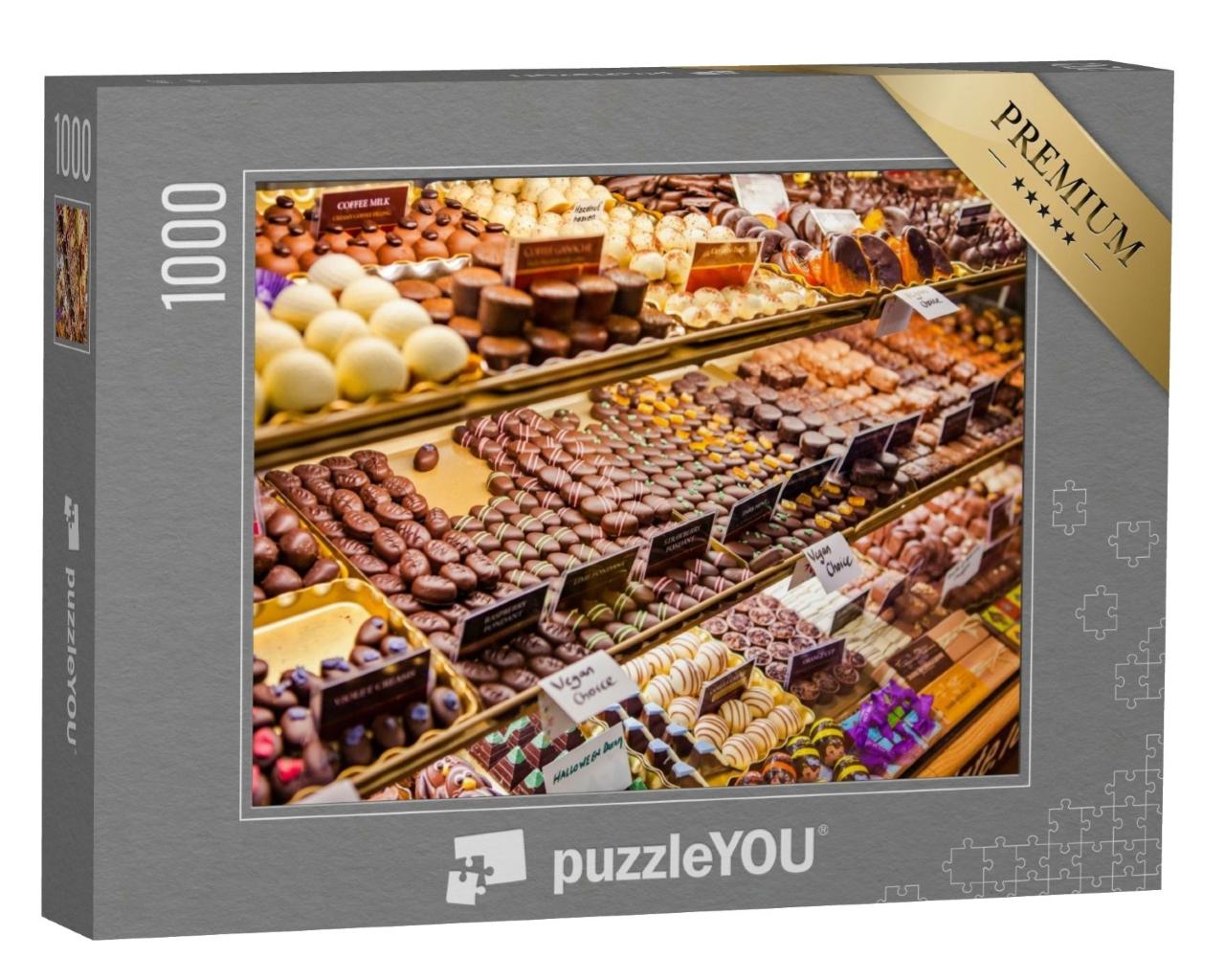Puzzle de 1000 pièces « Variété de pralines au chocolat sur le marché anglais, Irlande »