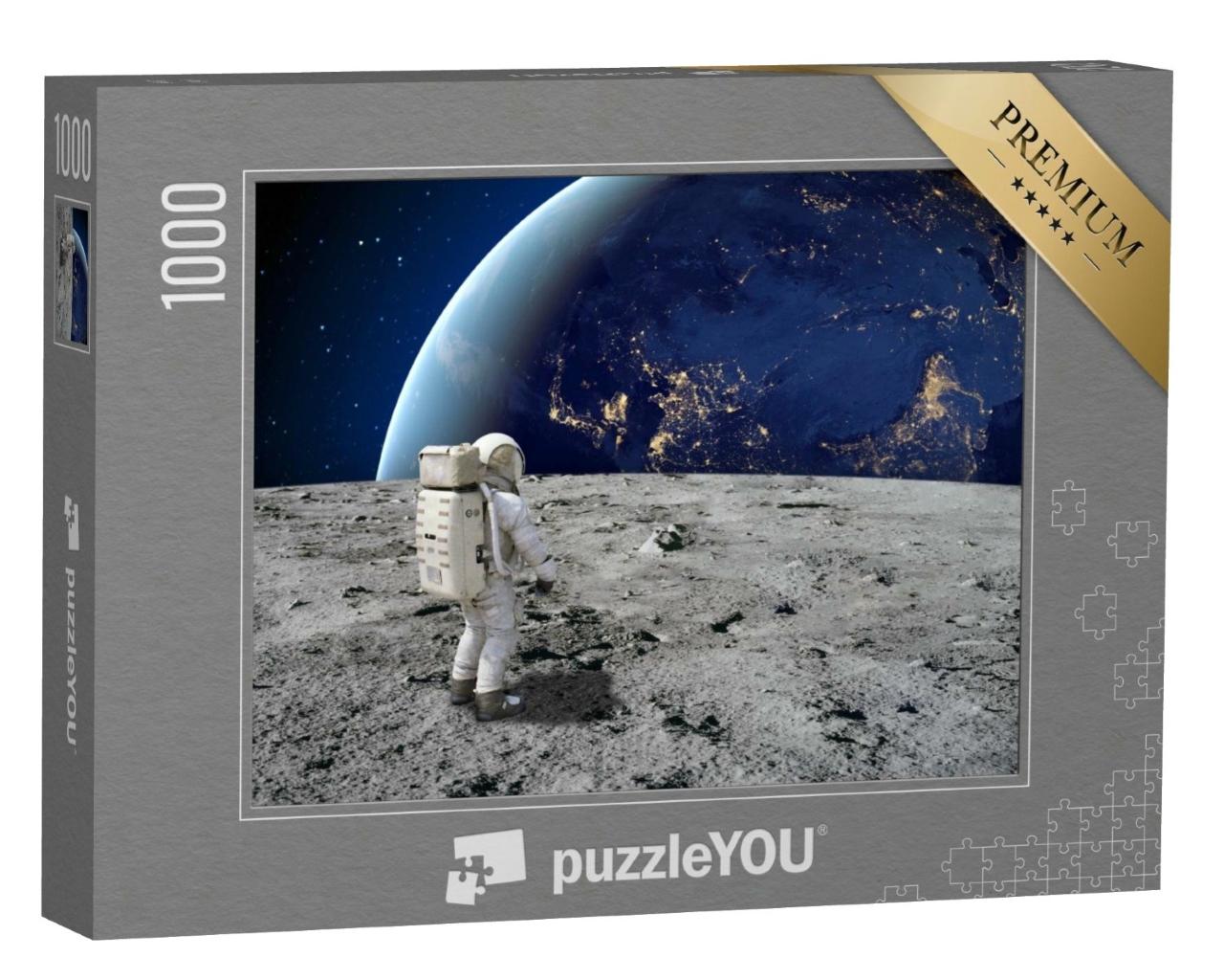 Puzzle de 1000 pièces « Un astronaute sur la lune regarde la Terre »