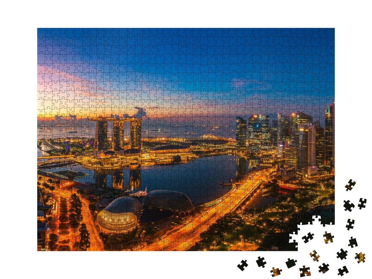 Puzzle de 1000 pièces « Ville de Singapour, juste avant le lever du soleil »