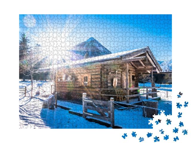 Puzzle de 1000 pièces « Chalet d'alpage en hiver, Pertisau, Autriche »