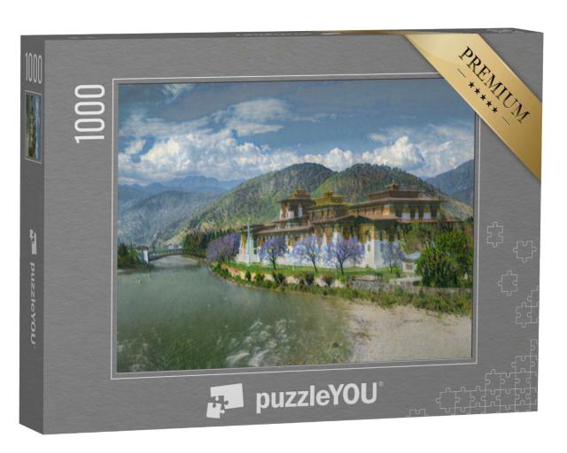 Puzzle de 1000 pièces « dans le style artistique de Claude Monet - Punakha Dzong à Punakha, Bhoutan »