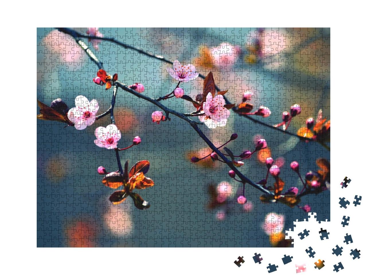 Puzzle de 1000 pièces « Cerisier japonais à la magnifique floraison »
