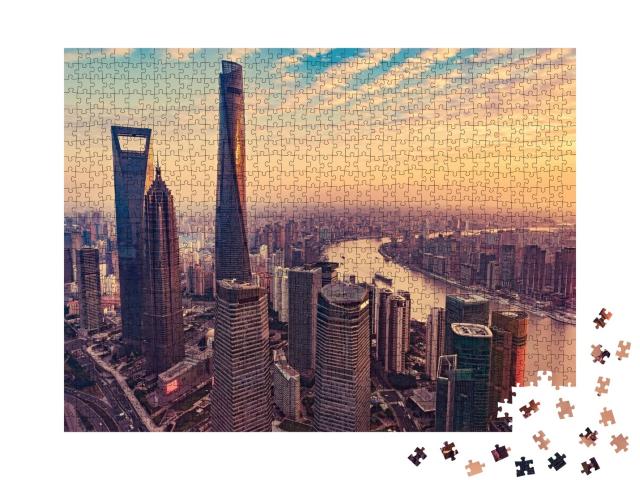 Puzzle de 1000 pièces « Vue aérienne de la ville de Shanghai »