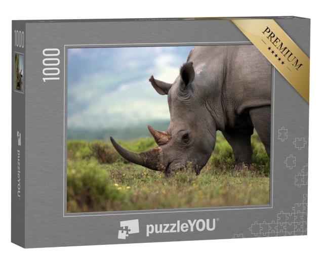 Puzzle de 1000 pièces « Gros plan sur un rhinocéros blanc »
