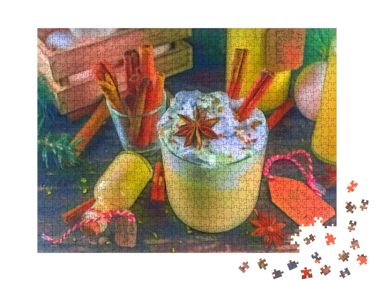 Puzzle de 1000 pièces « dans le style artistique de Franz Marc - Bombardino Livigno Cocktail de Noël »