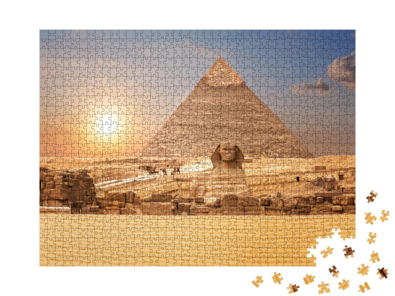 Puzzle de 1000 pièces « Vue sur le Sphinx et la Pyramide, Égypte »