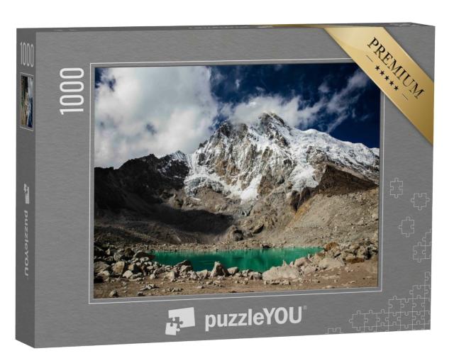 Puzzle de 1000 pièces « Ciel, montagnes dans la glace et lac au Mont Pumori, Himalaya »