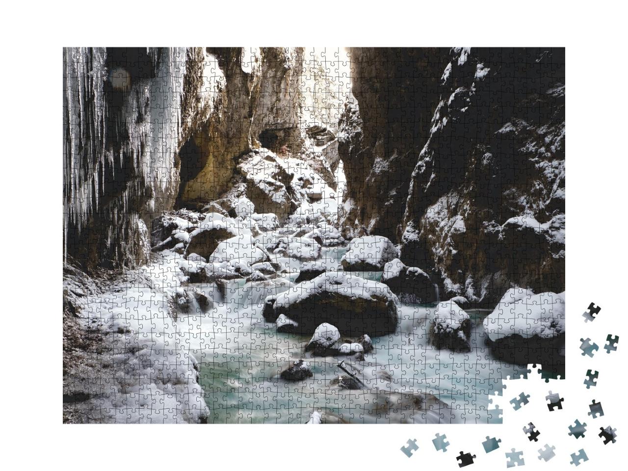 Puzzle de 1000 pièces « Neige glacée et cascade dans la gorge de Partnach »