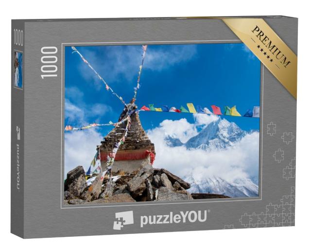 Puzzle de 1000 pièces « Stupa bouddhiste dans les montagnes, région de l'Everest, Népal »