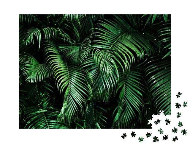 Puzzle de 1000 pièces « Feuilles de palmier tropicales, motifs floraux »
