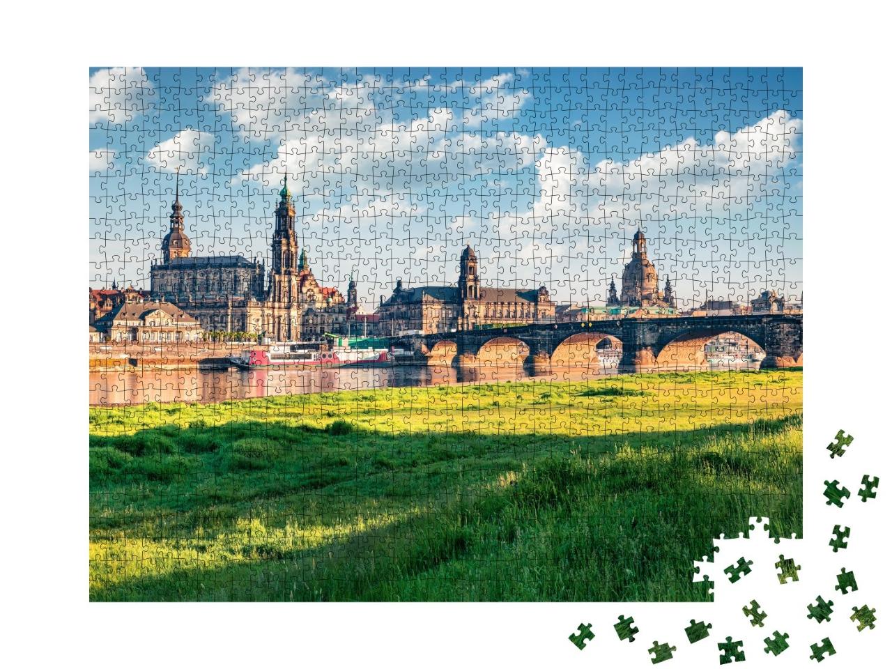 Puzzle de 1000 pièces « Magnifique vue de la ville de Dresde, Saxe, Allemagne »