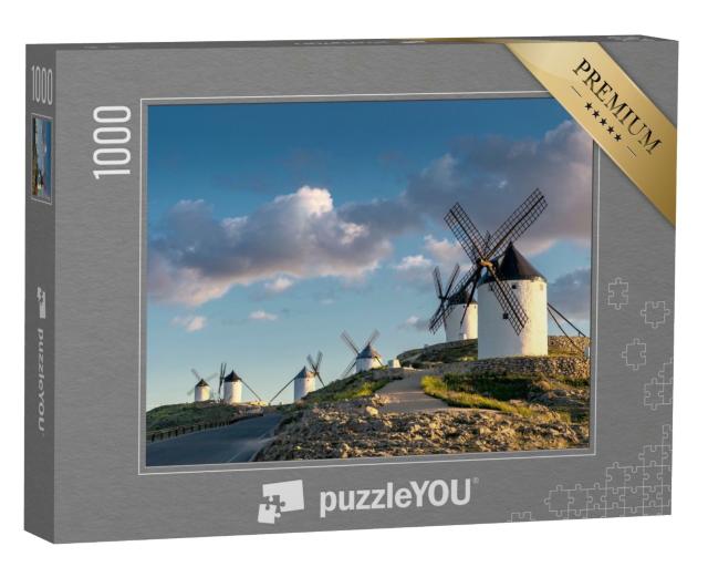 Puzzle de 1000 pièces « Groupe de vieux moulins à vent dans la ville de Consuegra, Espagne »