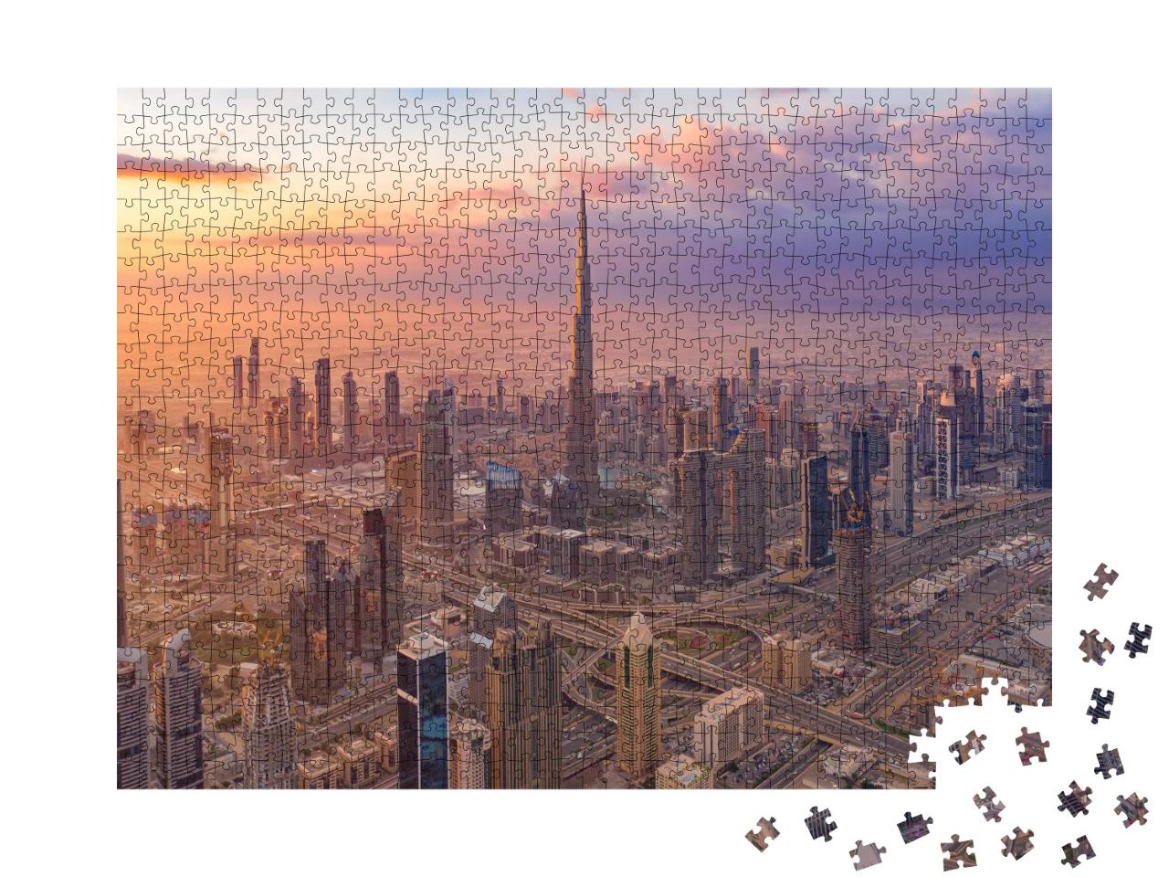 Puzzle de 1000 pièces « Vue aérienne de la Burj Khalifa à Dubaï Downtown »