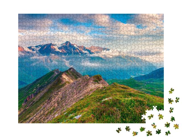 Puzzle de 1000 pièces « Matin d'été au Grossglockner : route des hautes Alpes, Salzbourg, Autriche »