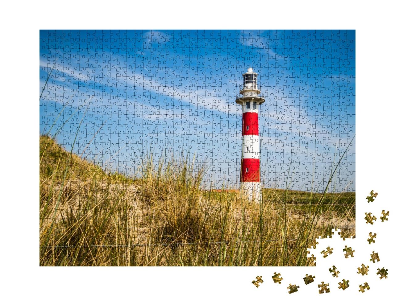 Puzzle de 1000 pièces « Phare sur la côte de la mer du Nord par une journée ensoleillée, Belgique »