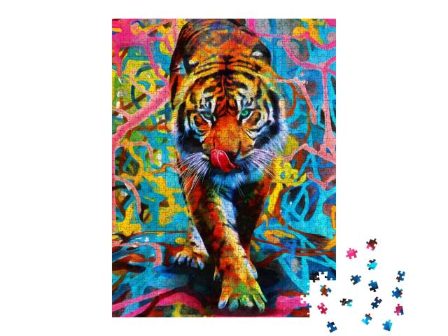 Puzzle de 1000 pièces « Tigre aux couleurs vives »